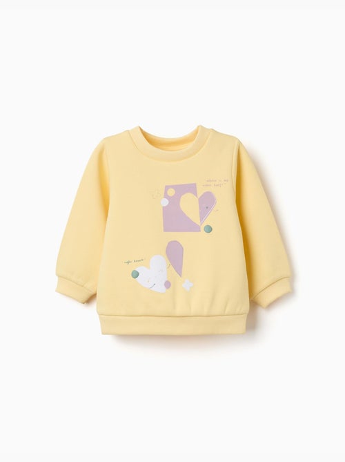 Sweat en coton peigné avec cœurs imprimés - Kiabi