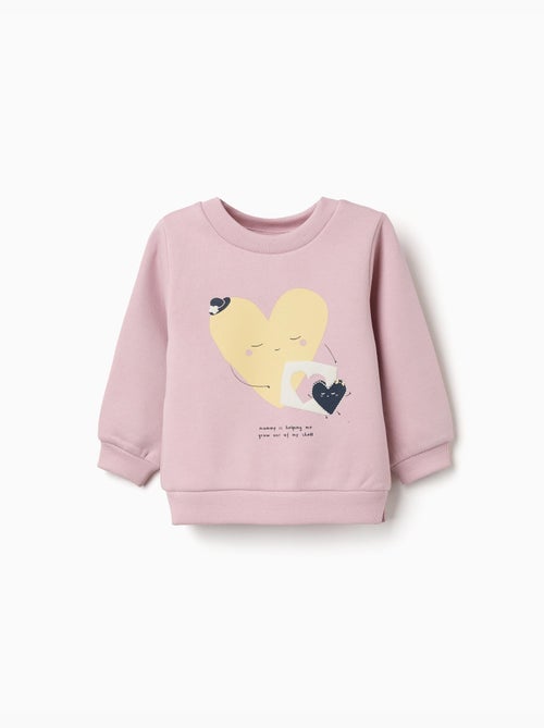 Sweat en coton peigné avec cœurs imprimés - Kiabi