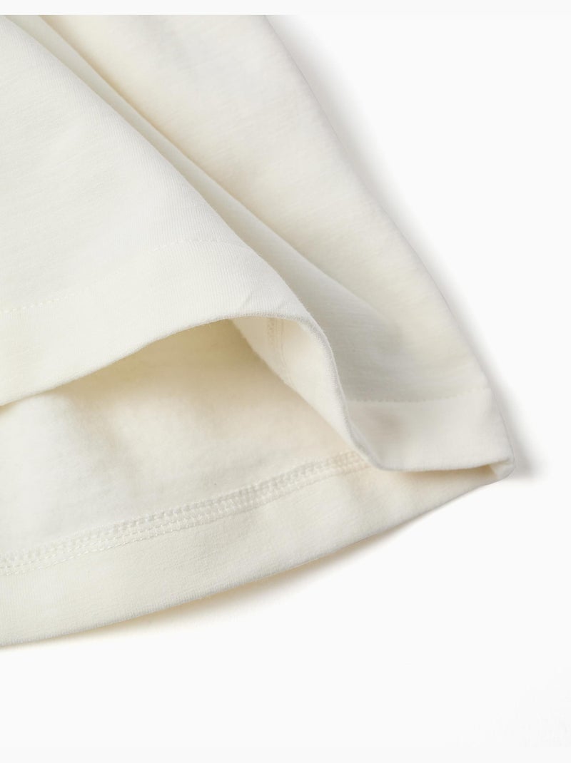 Sweat en coton peigné avec fleurs en relief Blanc - Kiabi