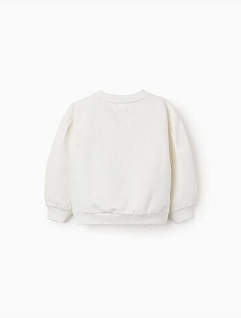 Sweat en coton peigné avec fleurs en relief
