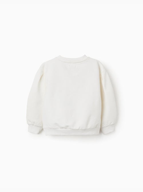 Sweat en coton peigné avec fleurs en relief - Kiabi