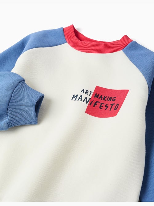 Sweat en coton peigné avec imprimé art manifesto - Kiabi