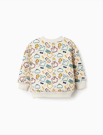 Sweat en coton peigné avec imprimé coloré