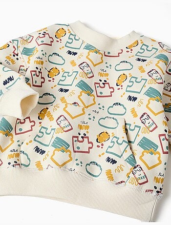 Sweat en coton peigné avec imprimé coloré