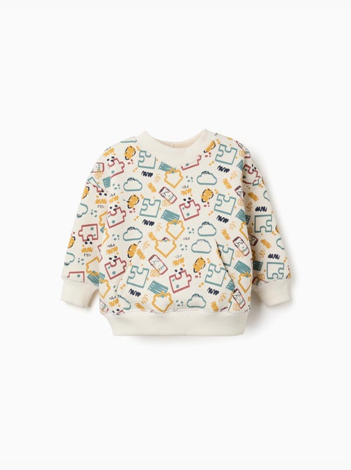 Sweat en coton peigné avec imprimé coloré - Kiabi
