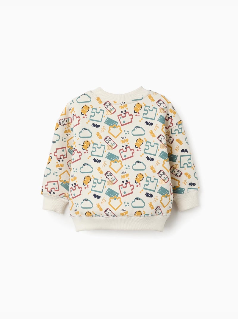 Sweat en coton peigné avec imprimé coloré Blanc - Kiabi