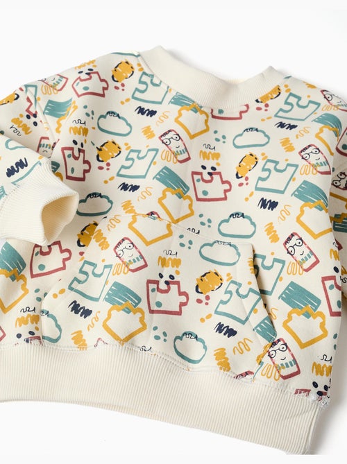 Sweat en coton peigné avec imprimé coloré - Kiabi