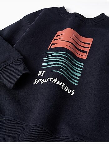 Sweat en coton peigné avec imprimé en relief