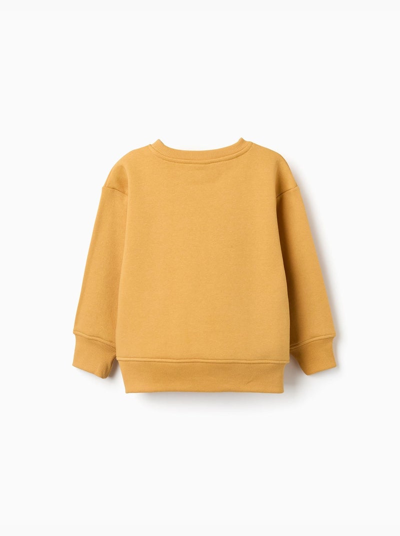 Sweat en coton peigné avec imprimé en relief Jaune - Kiabi