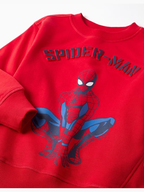 Sweat en coton peigné avec imprimé en relief Spider-Man - Kiabi