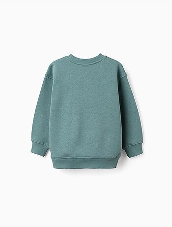 Sweat en coton peigné avec imprimé en relief