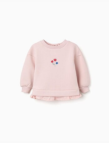 Sweat en coton peigné avec imprimé fleurs