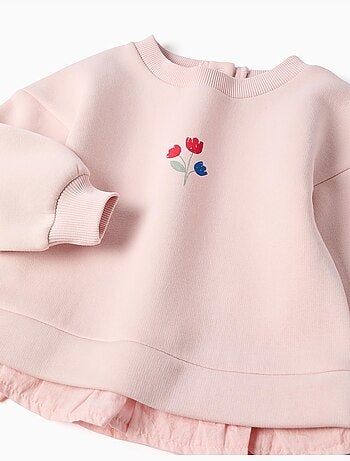 Sweat en coton peigné avec imprimé fleurs
