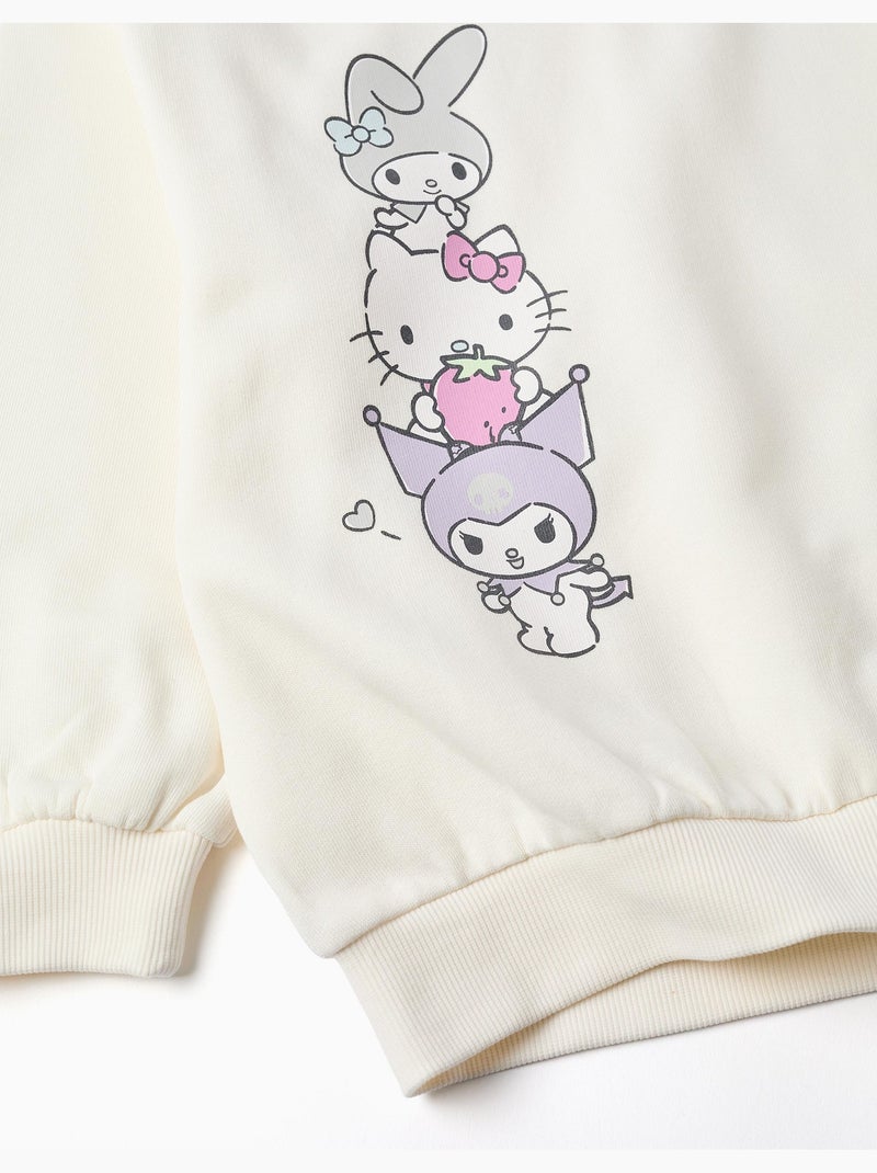 Sweat en coton peigné avec imprimé Hello Kitty Blanc - Kiabi