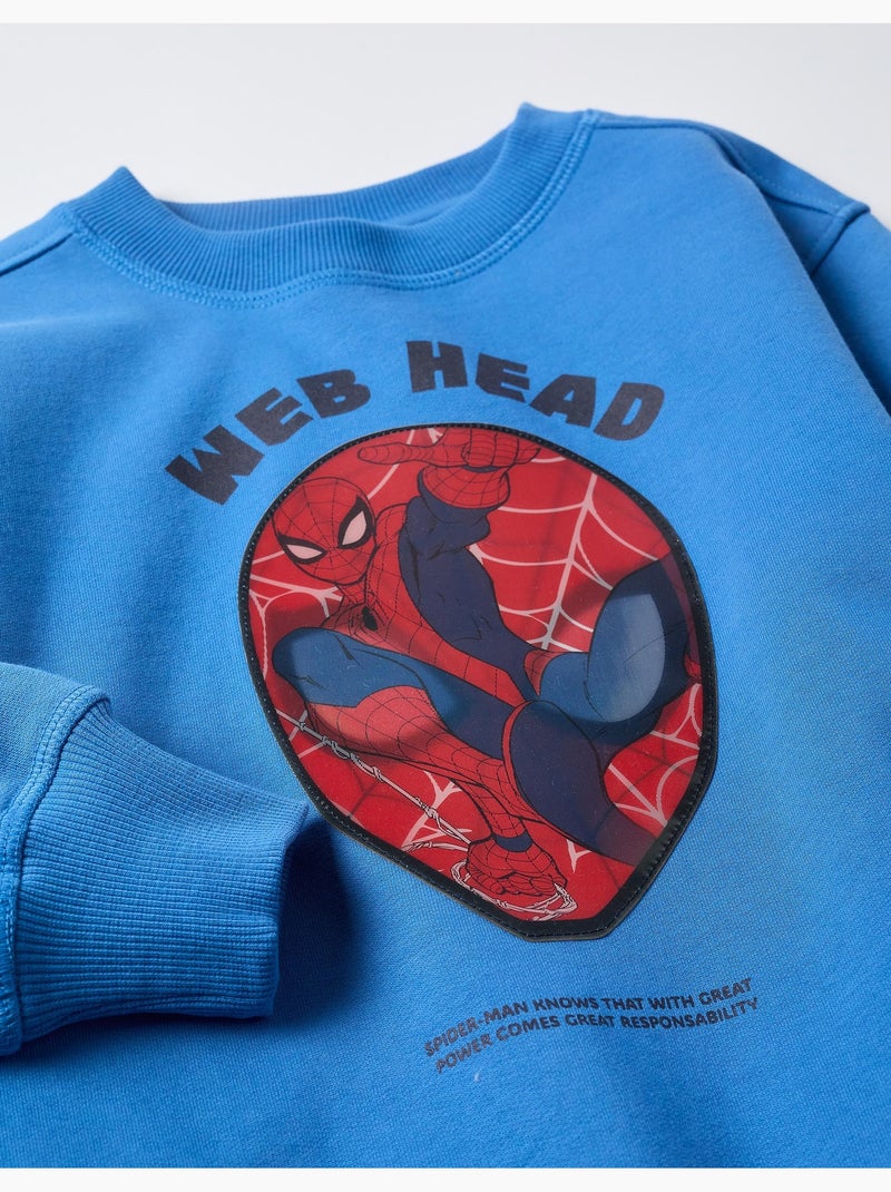 Sweat en coton peigné avec imprimé lenticulaire Spider-Man Bleu Bleu - Kiabi