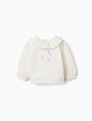 Sweat en coton peigné avec imprimé maison