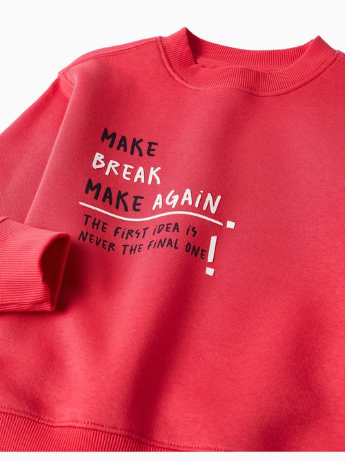 Sweat en coton peigné avec imprimé make again - Kiabi