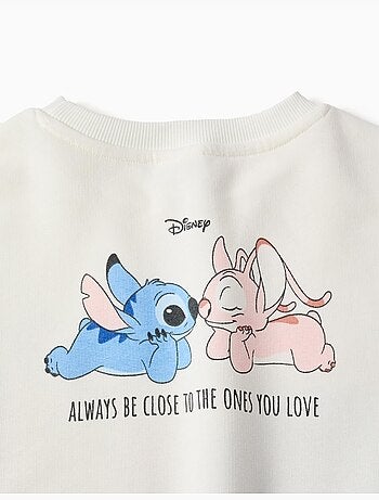 Sweat en coton peigné avec imprimé stitch & angel