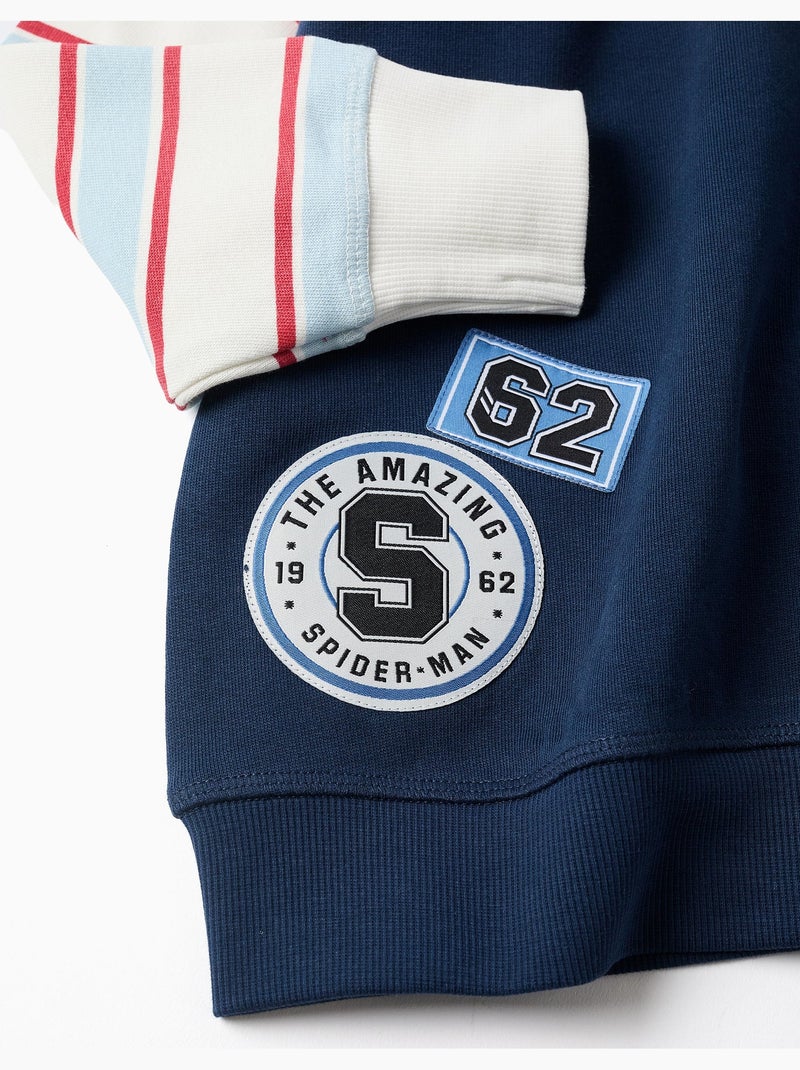 Sweat en coton peigné avec imprimés spider-man Bleu foncé - Kiabi