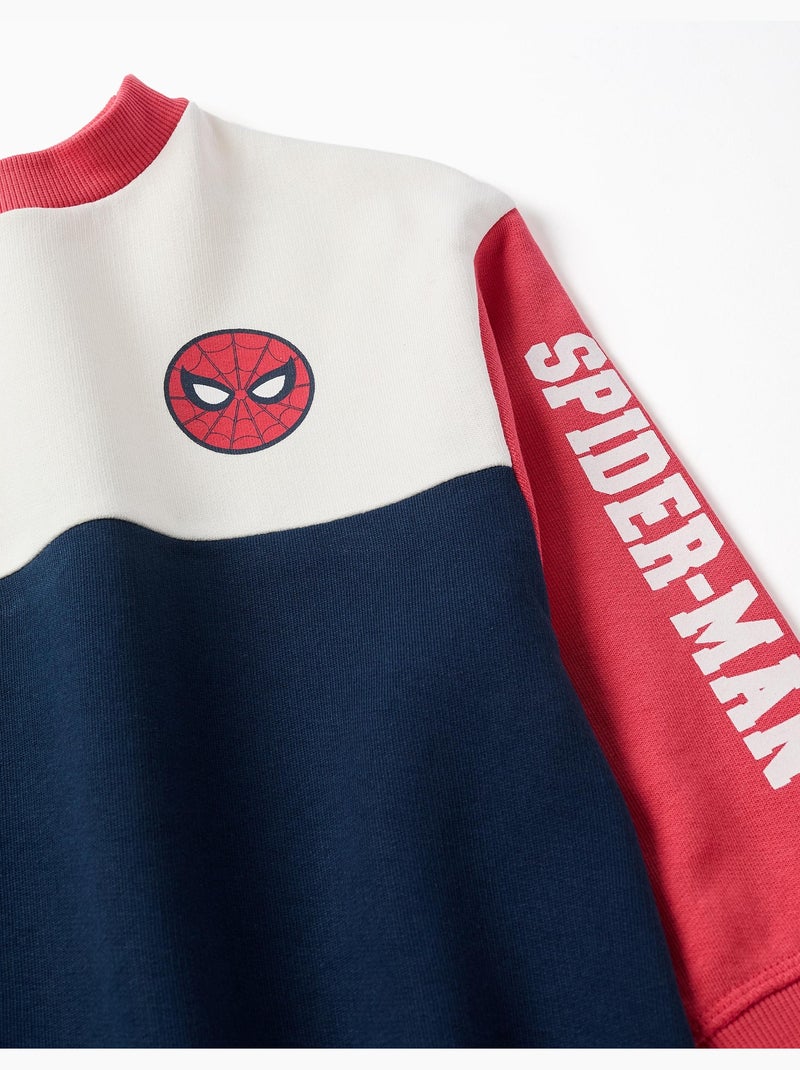 Sweat en coton peigné avec imprimés spider-man Bleu foncé - Kiabi