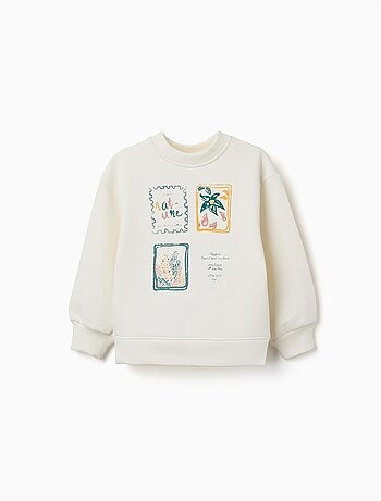 Sweat en coton peigné avec motif art et nature