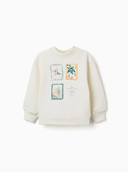 Sweat en coton peigné avec motif art et nature - Kiabi