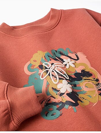 Sweat en coton peigné avec motif art et nature