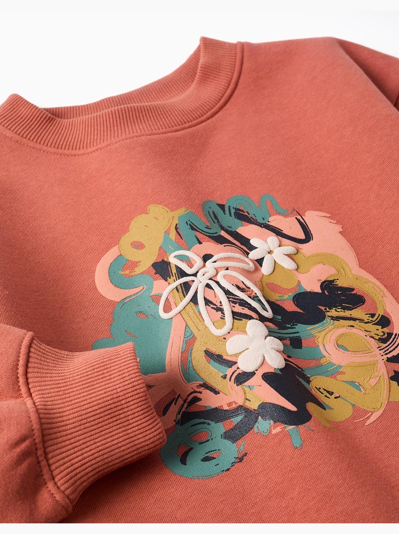 Sweat en coton peigné avec motif art et nature Marron - Kiabi