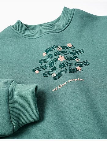Sweat en coton peigné avec motif art et nature