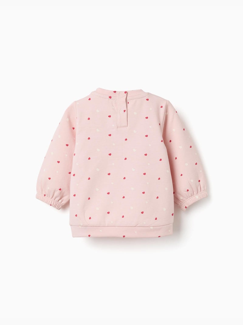 Sweat en coton peigné avec motif cœur Rose - Kiabi