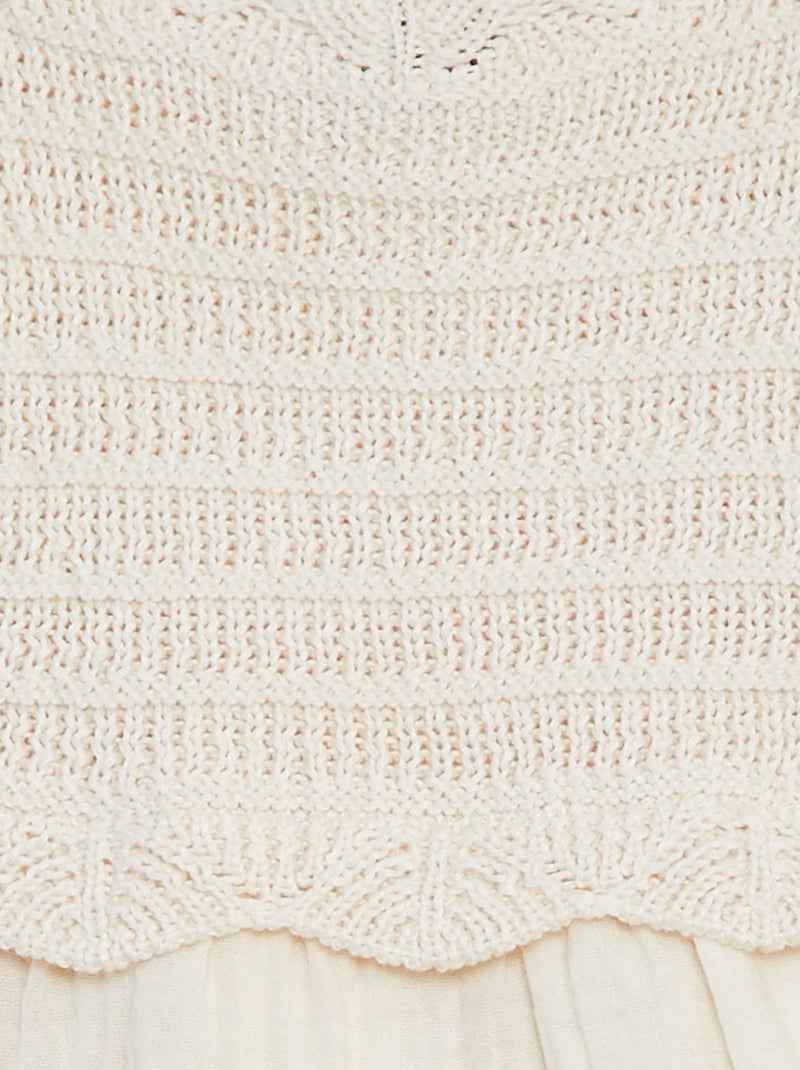 Sweat en crochet sans manches et base en voile de coton BEIGE - Kiabi