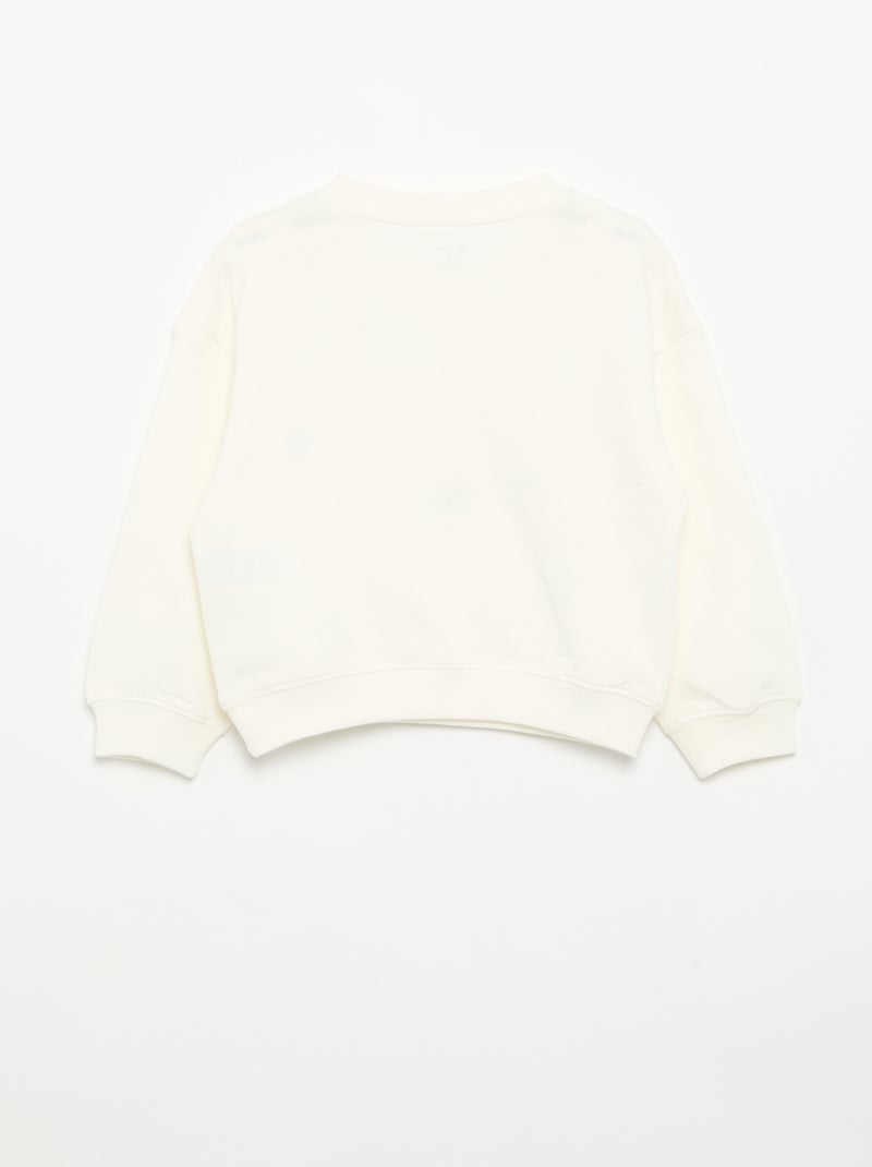 Sweat en French Terry avec broderies Blanc - Kiabi