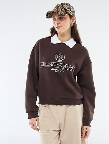 Sweat en french terry avec col polo