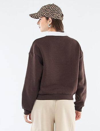 Sweat en french terry avec col polo