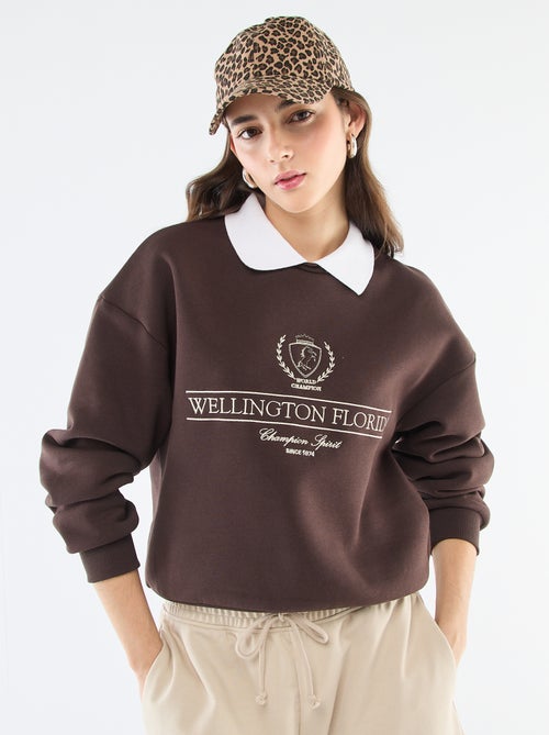 Sweat en french terry avec col polo - Kiabi