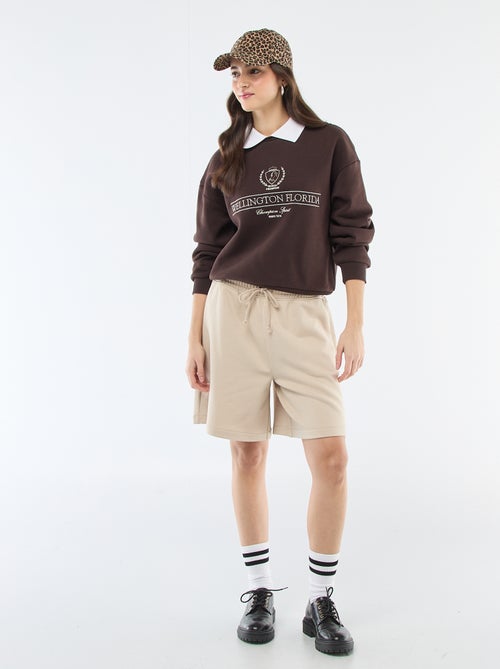 Sweat en french terry avec col polo - Kiabi