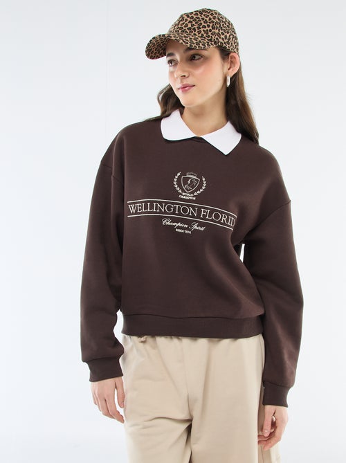 Sweat en french terry avec col polo - Kiabi