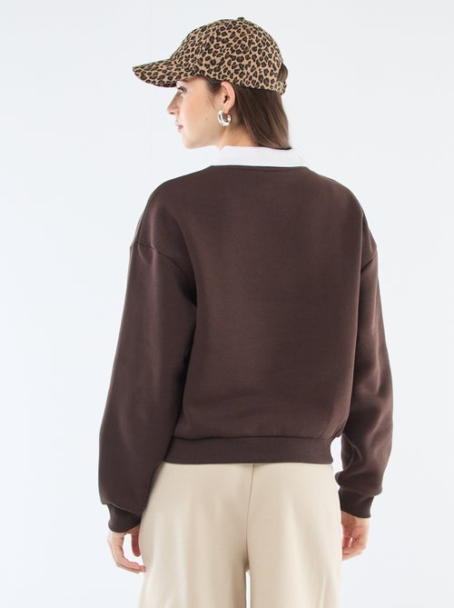 Sweat en french terry avec col polo - Kiabi