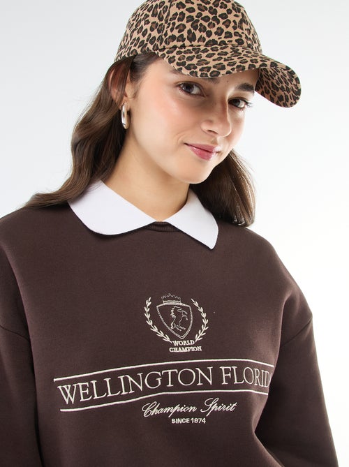 Sweat en french terry avec col polo - Kiabi