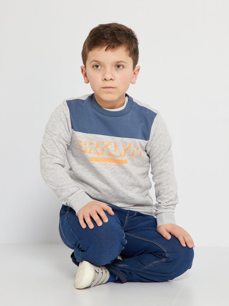 Sweat en french terry avec imprimé Gris - Kiabi