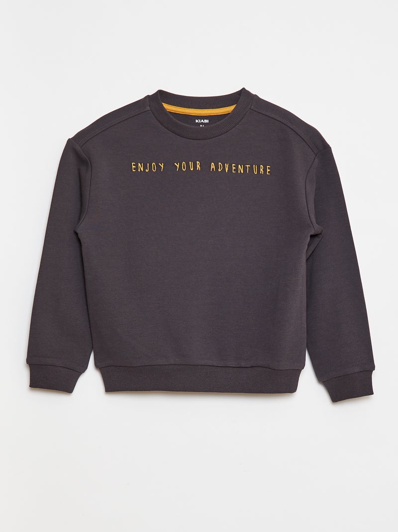Sweat en french terry avec message brodé Noir - Kiabi