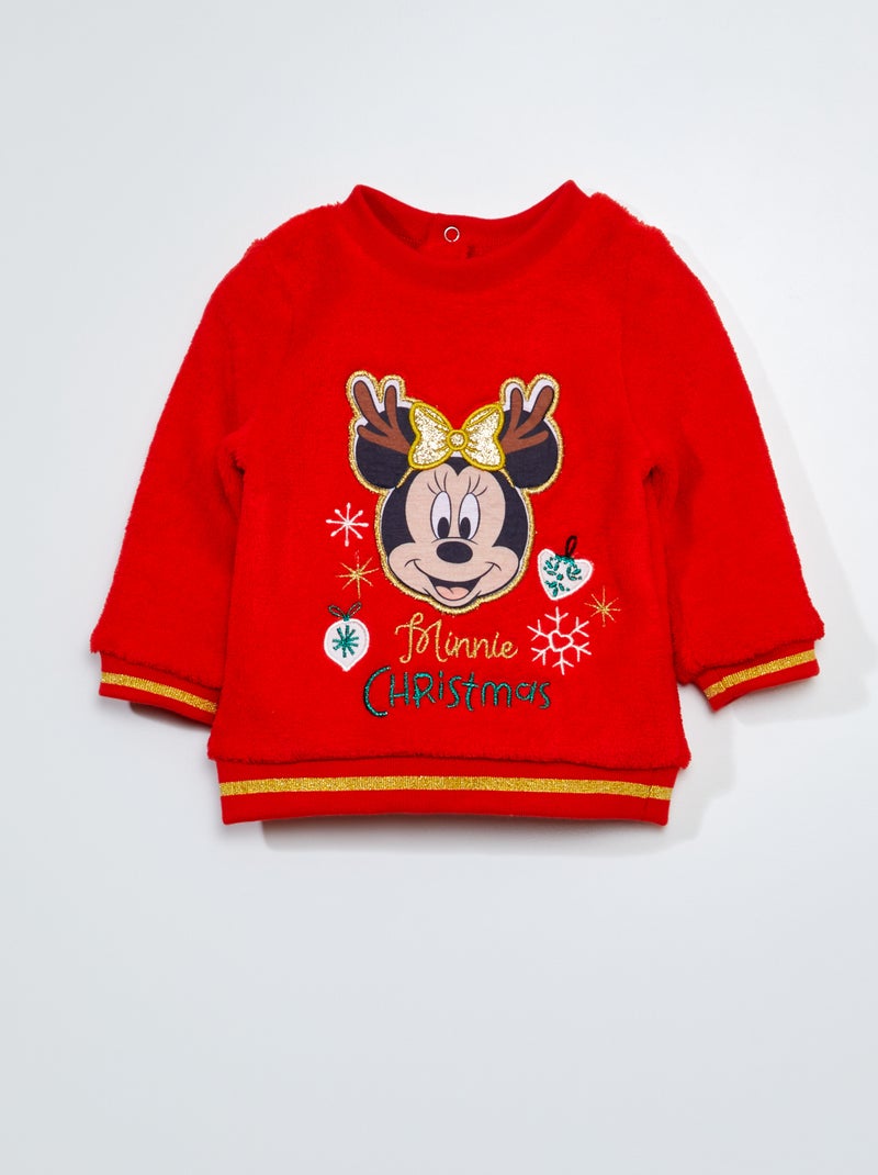 Sweat en maille doudou 'Minnie' Rouge - Kiabi