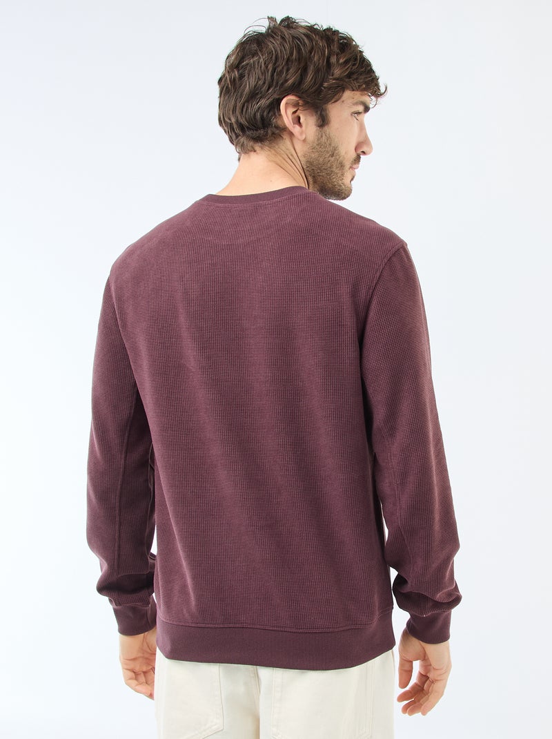 Sweat en maille nid d'abeilles Violet - Kiabi