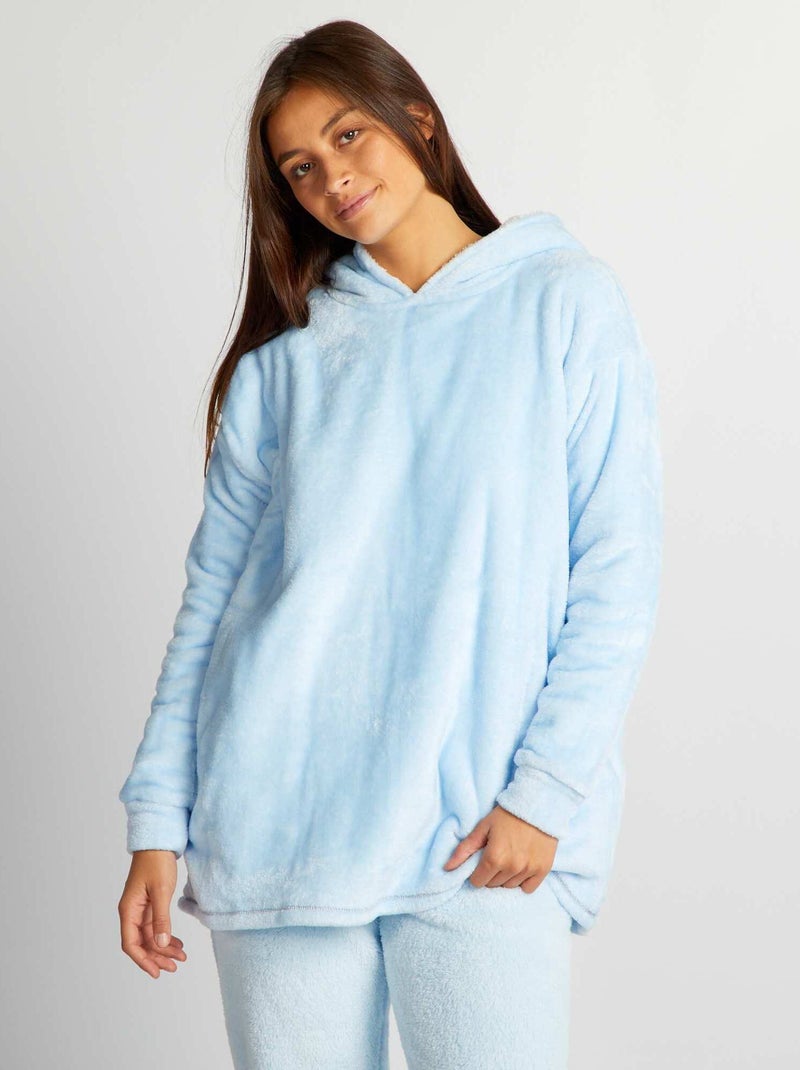 Sweat en maille peluche Bleu - Kiabi