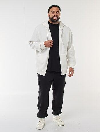 Sweat en maille piquée avec ouverture zippée et capuche