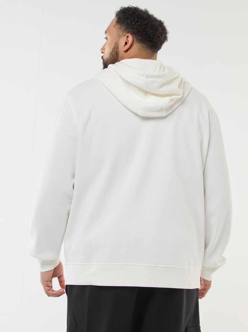 Sweat en maille piquée avec ouverture zippée et capuche Blanc - Kiabi