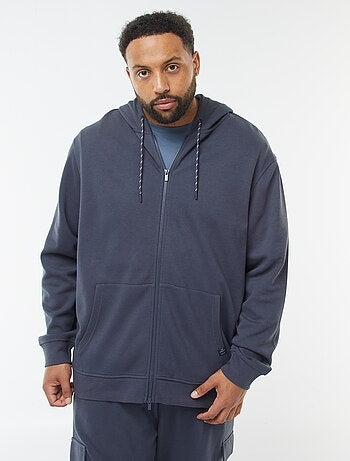 Sweat en maille piquée avec ouverture zippée et capuche