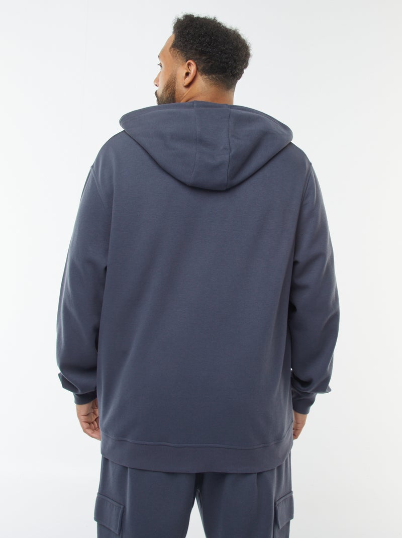 Sweat en maille piquée avec ouverture zippée et capuche Bleu - Kiabi