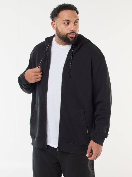 Sweat en maille piquée avec ouverture zippée et capuche - Kiabi