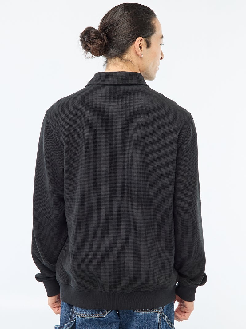 Sweat en matière gaufrée Noir - Kiabi